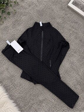 NWT Lululemon Define Jacket & Leggings Set | Flocked Polka Dot Black |